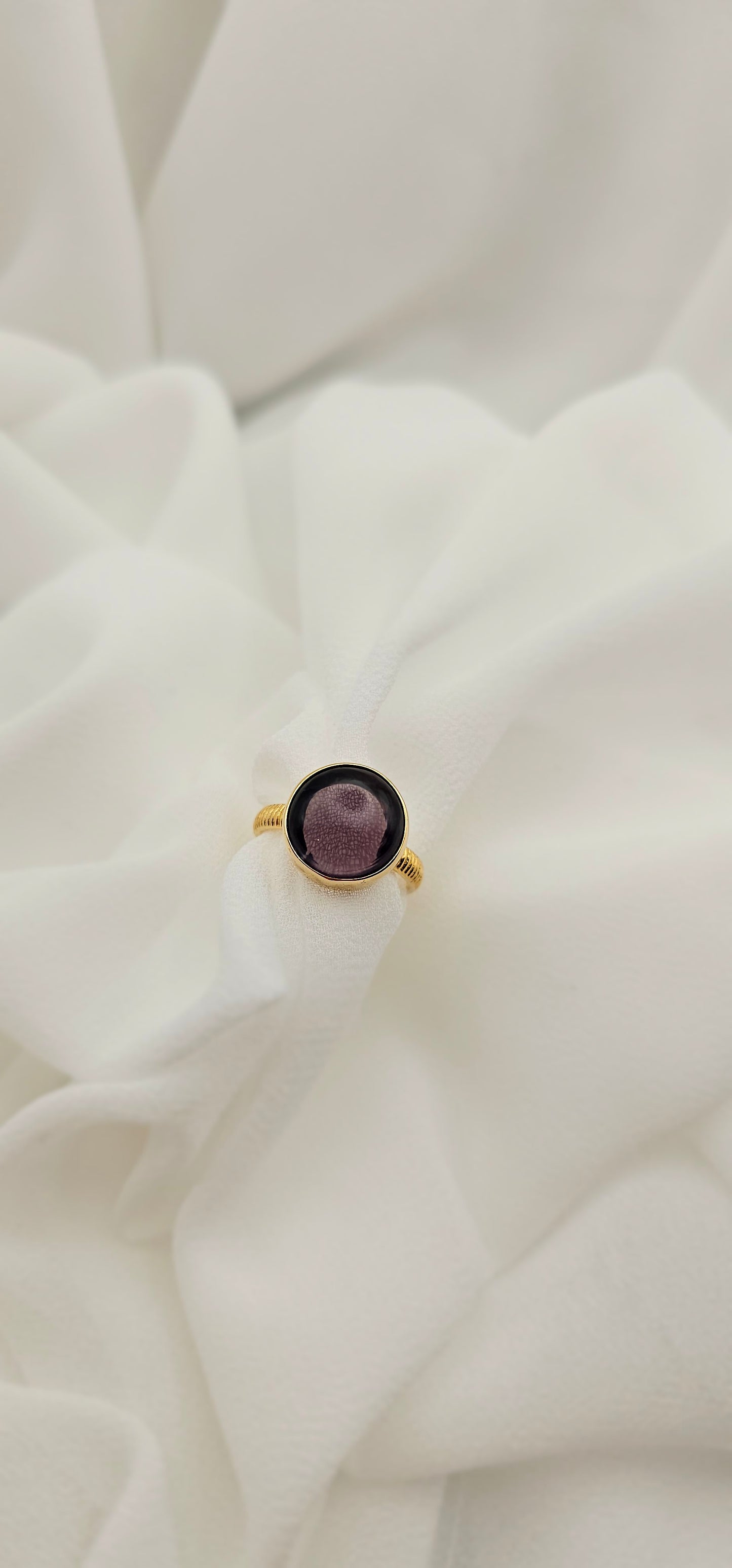 Round Cushion Plum Ring