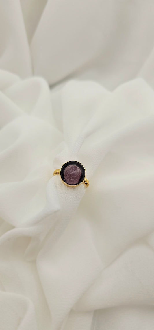 Round Cushion Plum Ring