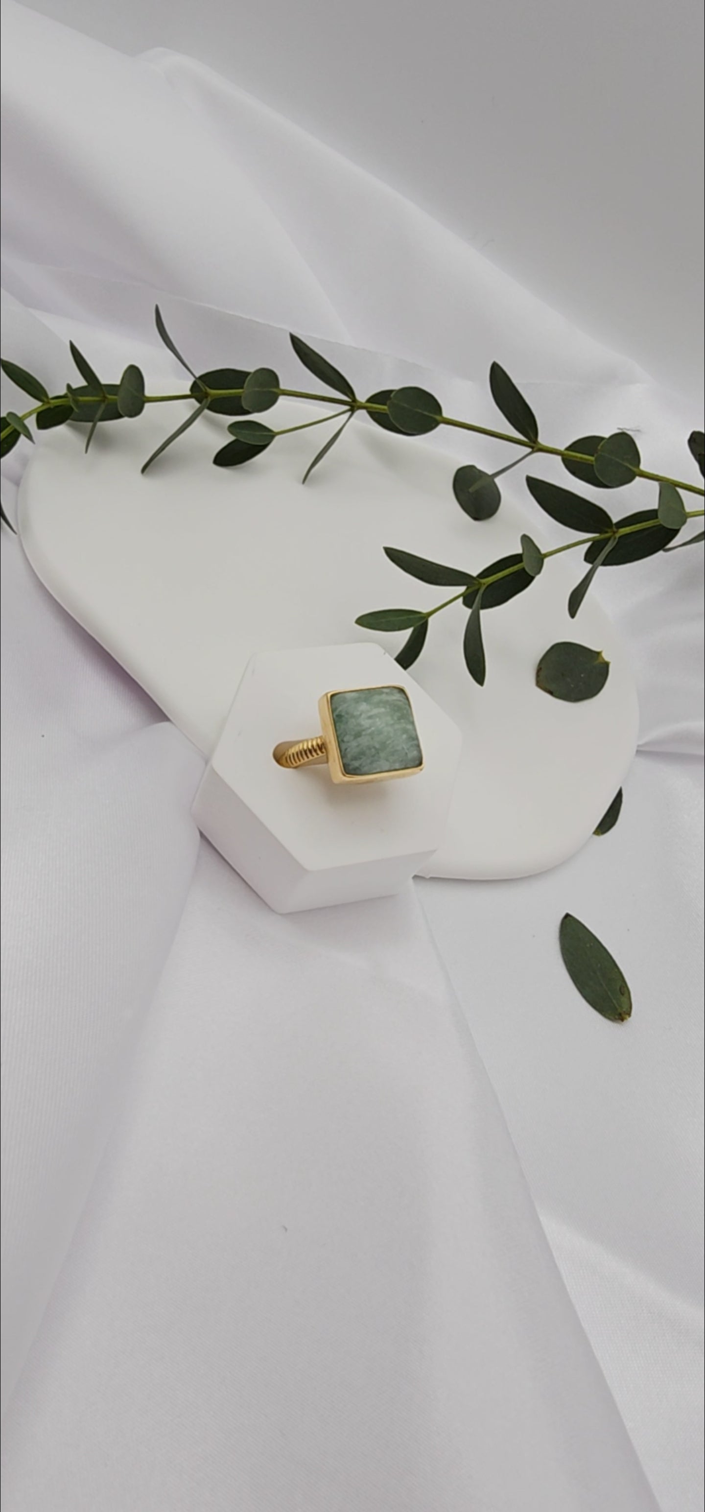 Square Cushion Jade Ring