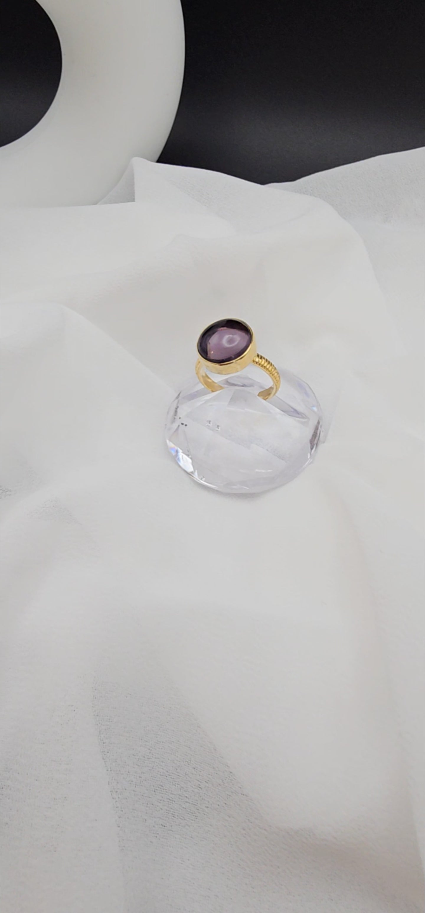 Round Cushion Plum Ring